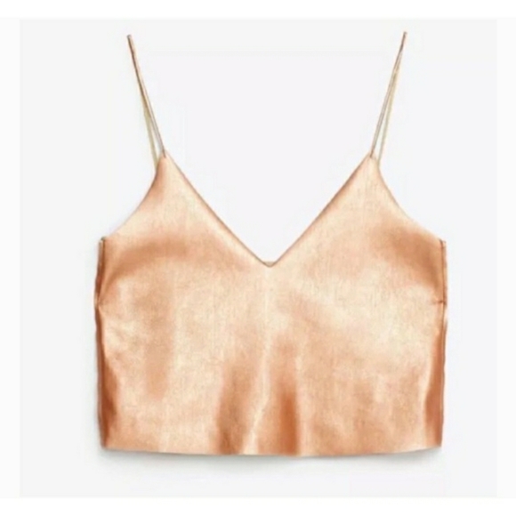 Zara Tops - ZARA rose gold faux leather tank v neck large